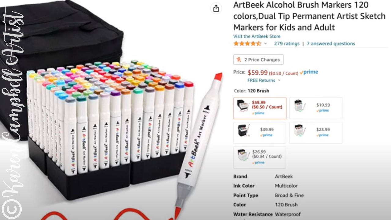 ArtBeek 120 Colors Alcohol Markers Brush Tip