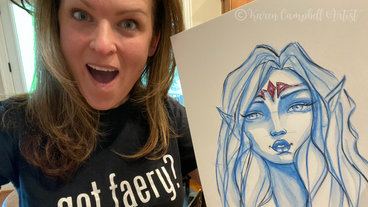 EASY Fairy Drawing in Alcohol Markers with Karen Campbell [Week 3  #50FunFabFaries Challenge] - KAREN CAMPBELL, ARTIST